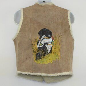 Vintage Cheyenne Rough and Tough Leather Suede  Wool Hunting Dog Vest (M/L)